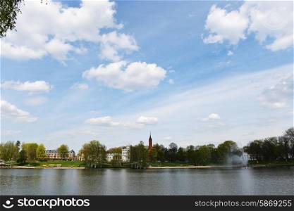 river and sky with cloud. spring landscape