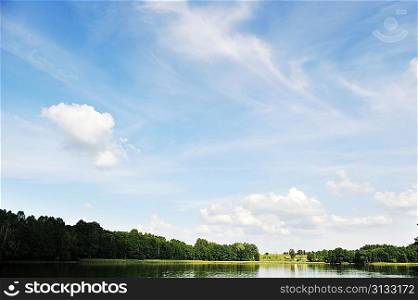 river and sky with cloud. summer landscape