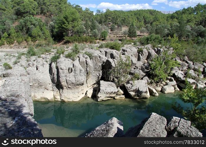 River and stones in Koprulu canyon in Turkey
