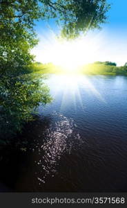 river and sun