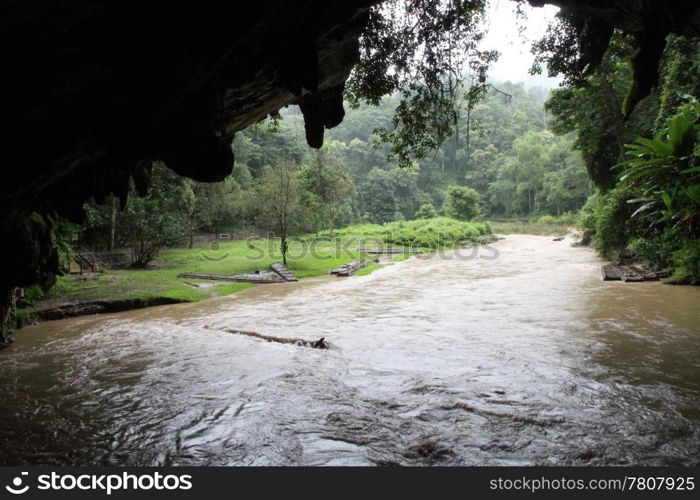 River and Tham Nam Lod cave, Northern Thailand