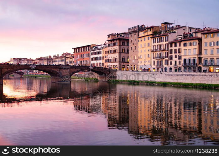 river Arno at sunset Florence, Italy