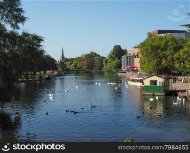 River Avon in Stratford upon Avon. STRATFORD UPON AVON, UK - SEPTEMBER 26, 2015: River Avon in Shakespeare birth town