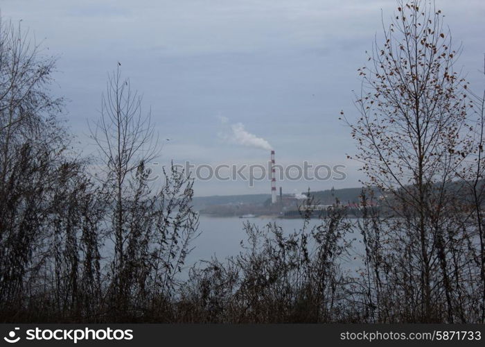 River bank nature and town view on opposite side 1318. River bank nature 1318