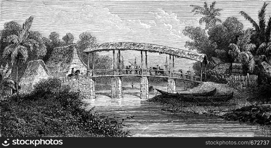 River Batour-Mera, Ambon, vintage engraved illustration. Le Tour du Monde, Travel Journal, (1872).