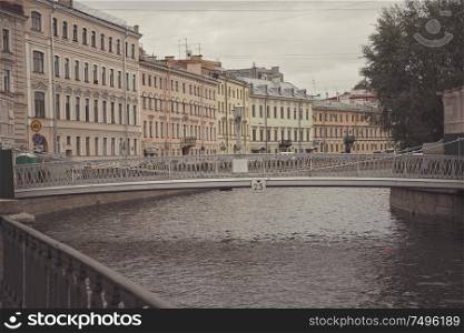 river canals overlooking the streets of St. Petersburg.