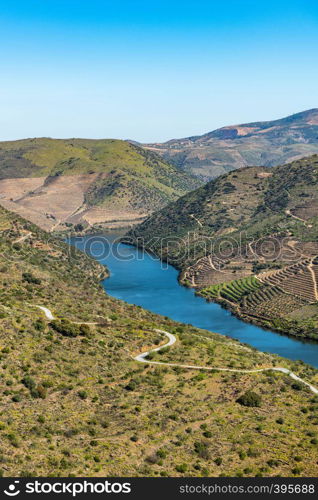 River Douro next to the mouth of the river Coa. Vila Nova de Foz Coa Municipality. Douro Region.