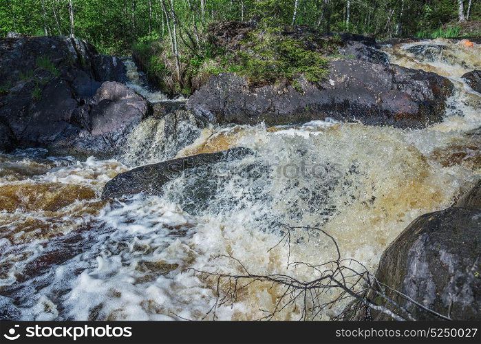 River flow in the Karelian forest
