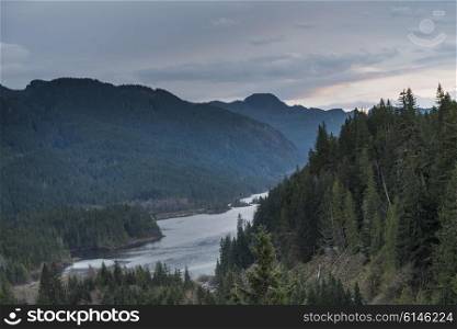 River flowing through mountains, Brandywine Falls Provincial Park, Whistler, British Columbia, Canada