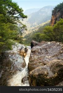 River flows through rocks in the Blue Mountains, Australia