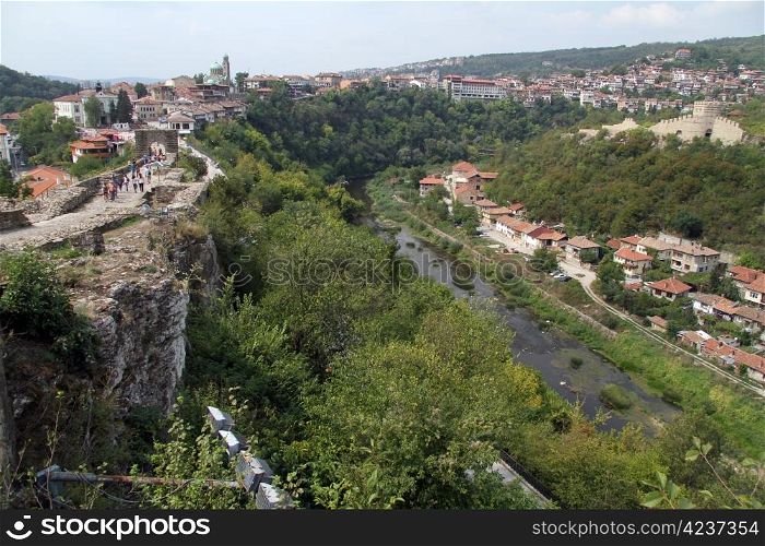 River, fortress and buildings in Veliko Tirnovo, Bulgaria