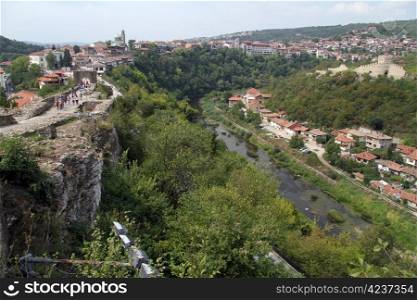 River, fortress and buildings in Veliko Tirnovo, Bulgaria