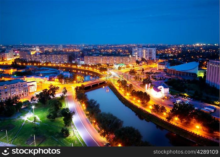 River illuminated lanterns in the night Kharkov, Ukraine