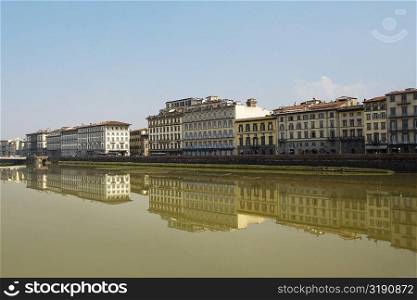 River in front of buildings, Arno River, Florence, Tuscany, Italy