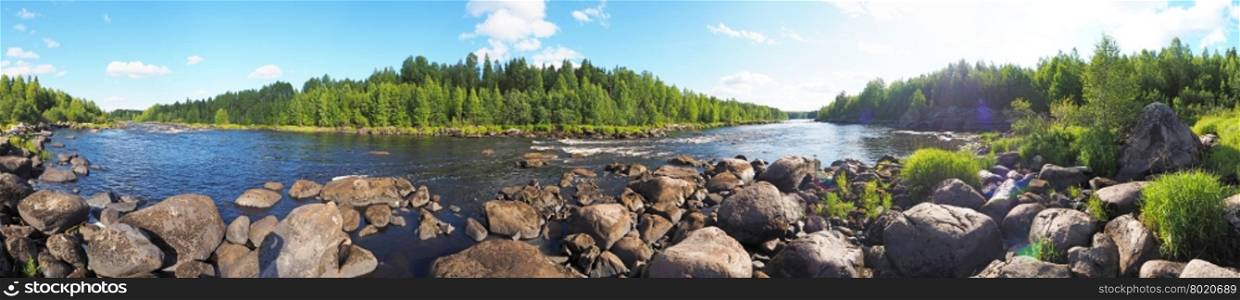 river in Karelia summer. Panorama