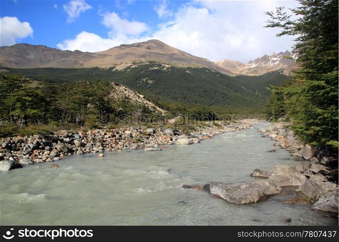 River in national park near El Chalten, Argentina