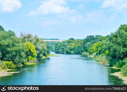 River in Ukraine, big river and blue sky