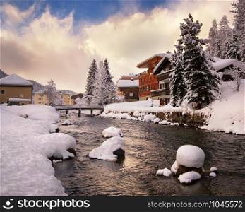River Inn Promenade in St Moritz, Switzerland