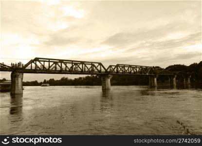 River Kwai railway bridge at Kanjanaburi Thailand on 24 september 2011.