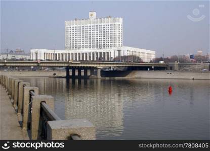 River Moscow and white goverment building