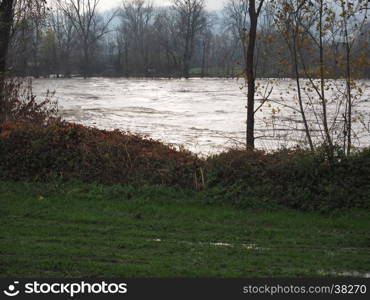 River Po flood in Turin. River Po flood in Turin area, Italy