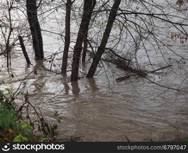 River Po flood in Turin. River Po flood in Turin area, Italy
