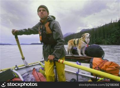 River Rafting Guide on Copper River in Alaska