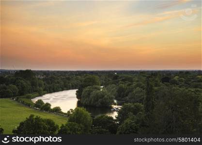River Thames from Richmond Hill in London during beautiful Summer sunset