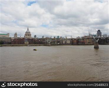 River Thames in London. Panoramic view of Thames River in London, UK