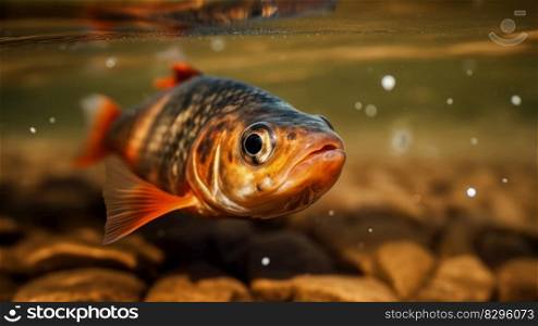 river trout underwater of a mountain river generative ai.