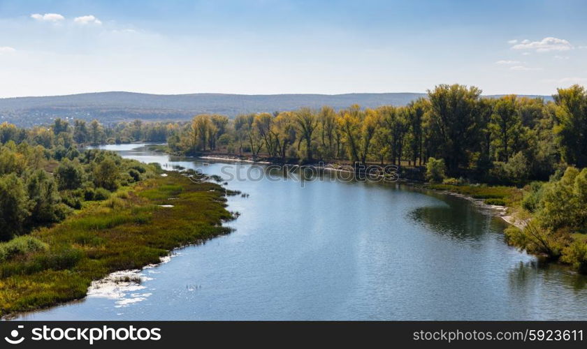 River valley in the countryside, top view