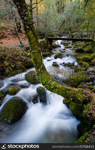 river waterfall in the portuguese national park of Geres, in the north of the country