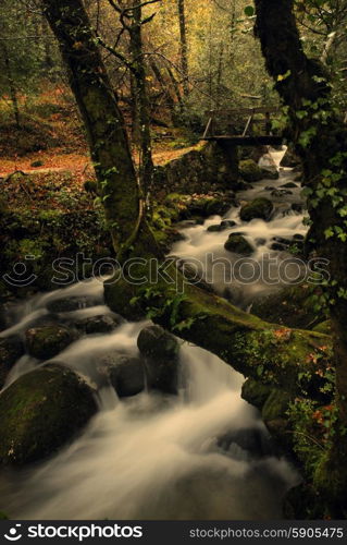 river waterfall in the portuguese national park of Geres, in the north of the country