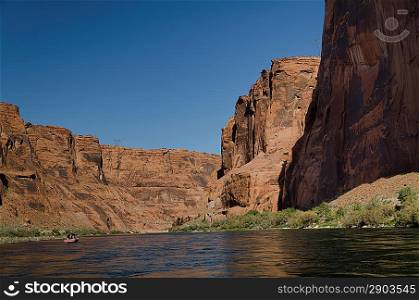 River with mountain in the background, Colorado River, Glen Canyon National Recreation Area, Arizona-Utah, USA