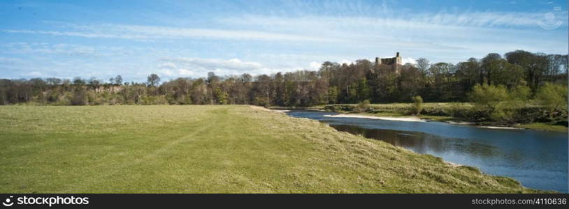 Riverbank in Ladykirk, County of Berwick, Scottish Borders