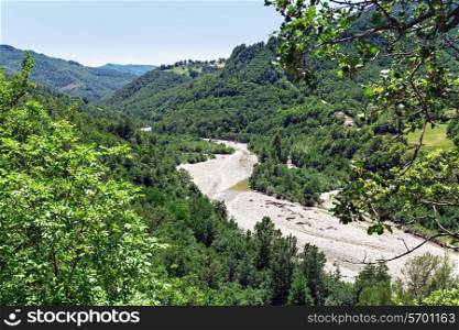Riverbed in the hills of Tuscany Italy