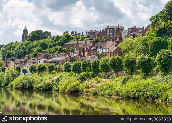 Riverside view of Bridgnorth, Shropshire Britain.
