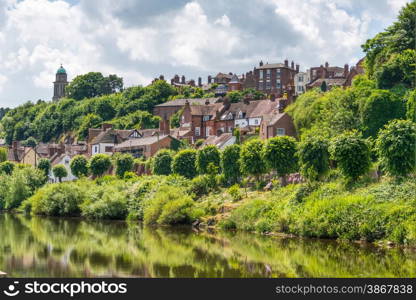 Riverside view of Bridgnorth, Shropshire Britain.