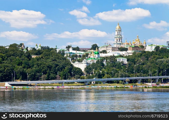 Riverside view of Kiev Pechersk Lavra, Kiev, Ukraine