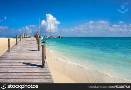 Riviera Maya Maroma Caribbean beach marina pier in Mayan Mexico