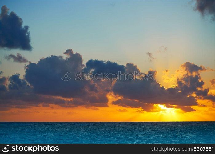 Riviera Maya sunrise beach at Mayan Mexico