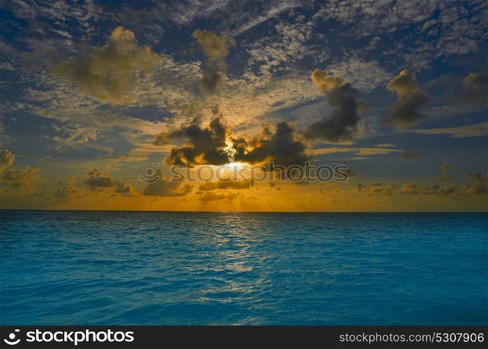 Riviera Maya sunrise in Caribbean Mayan Mexico