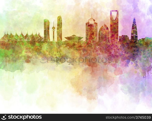 Riyadh skyline in watercolour background . Riyadh skyline in watercolour background with clipping path