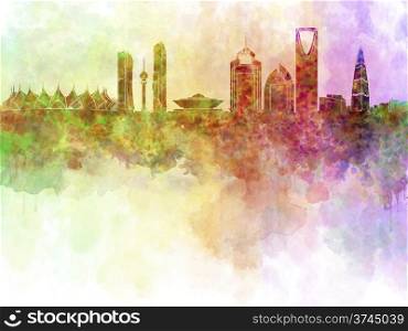 Riyadh skyline in watercolour background . Riyadh skyline in watercolour background with clipping path