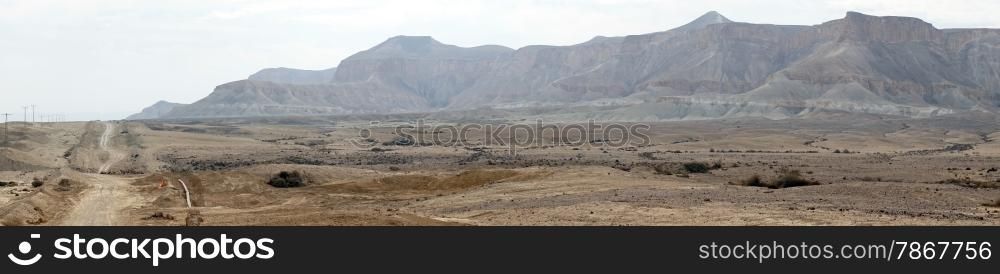 Road and mountain in Nahal Zi, Israel