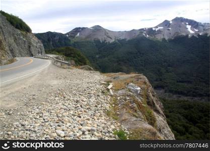 Road and mountain in Terra del Fuego in Argentina