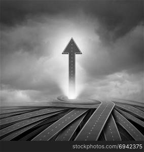 Road arrow and a way to success business concept as a 3D illustration.
