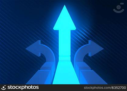 Road arrows at crossroads in difficult choice concept - 3d rende. Road arrows at crossroads in difficult choice concept - 3d rendering