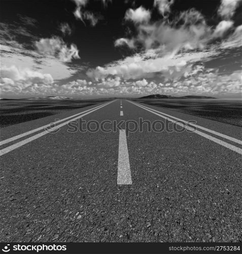 road black and white color. A transport highway