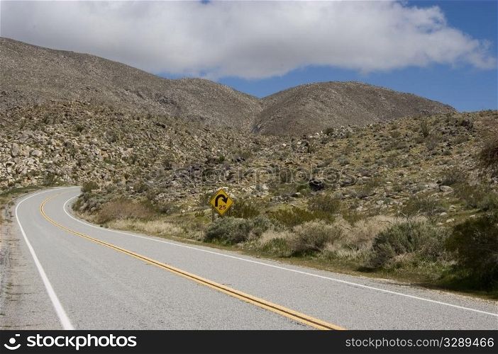 Road curve in desert